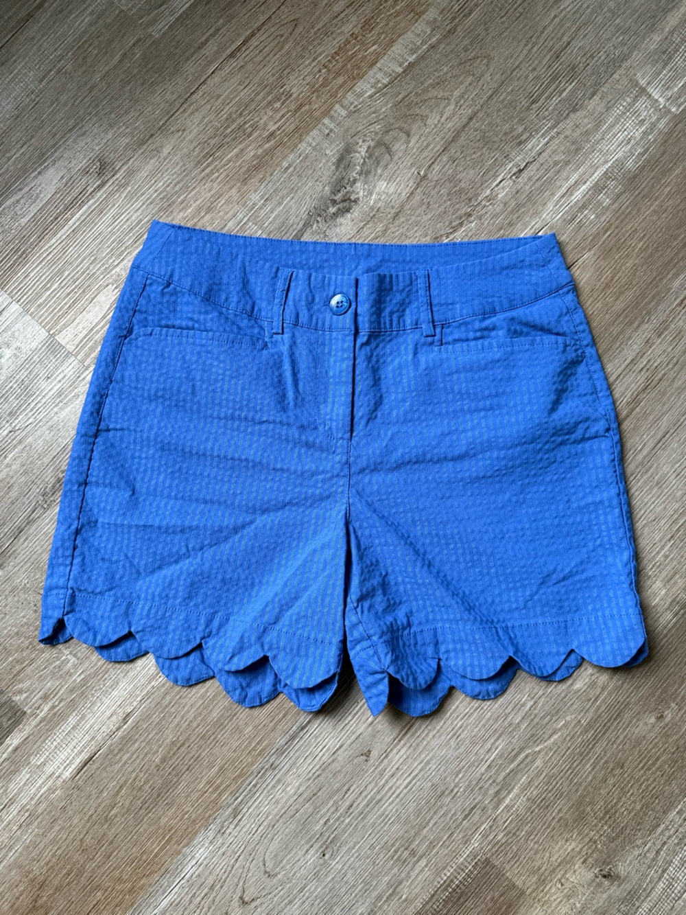 Beachtime Brand Scallop Hem Stretch Shorts Royal Blue Size 6 Comfy Beach Time